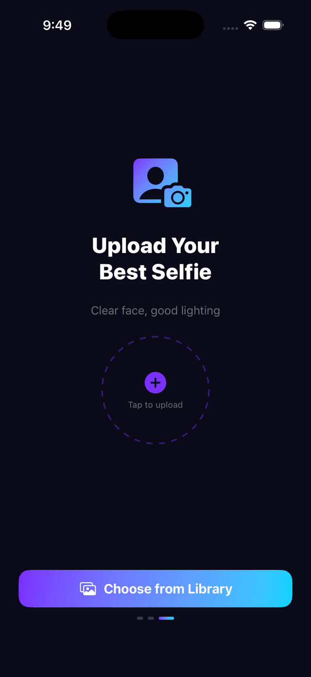 Selfie upload screen